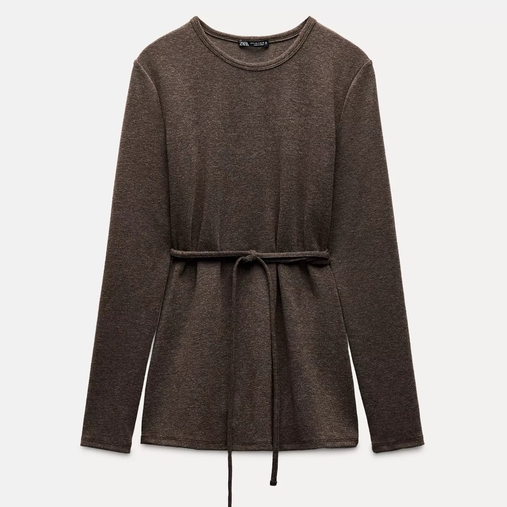 Zara Brown Crew Neck Sweater Size M - Picture 3 of 4